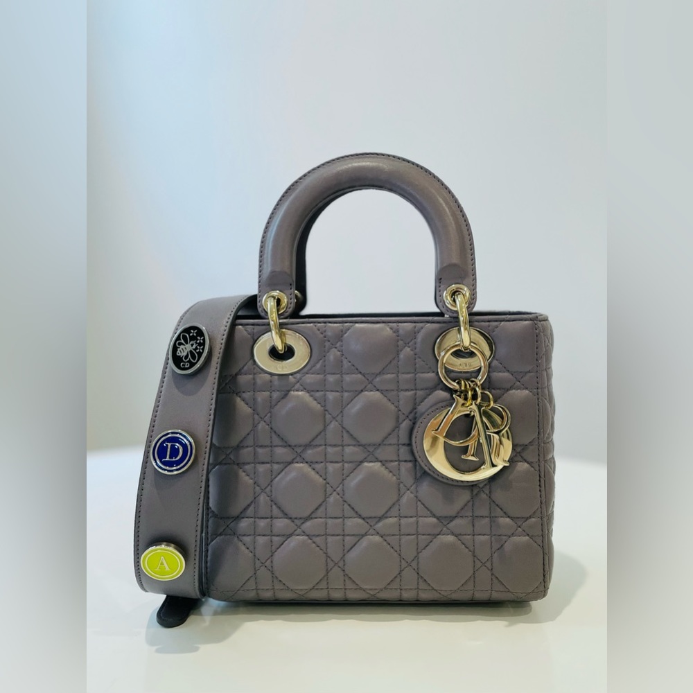 My Lady Dior with Lucky Badges in Grey Lambskin Cannage
